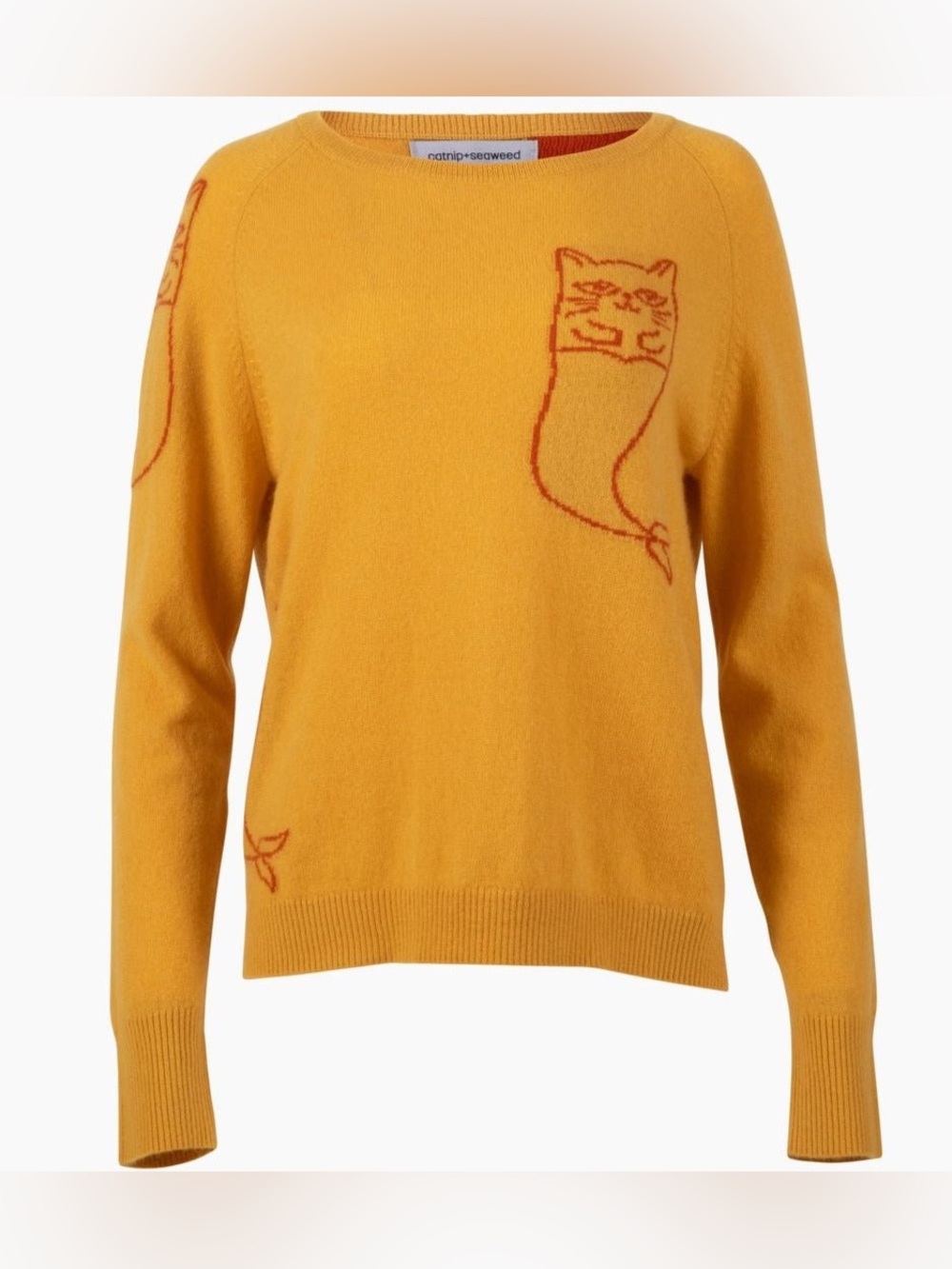 NWOT✨ Catnip + Seaweed Nipsea 100% Cashmere Cat Mermaid Sweater Marigold XS - Picture 2 of 11
